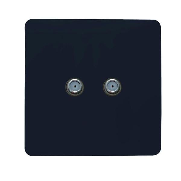 Trendi Switch 2 Gang Male F-Type Satellite Television Socket in Navy Blue