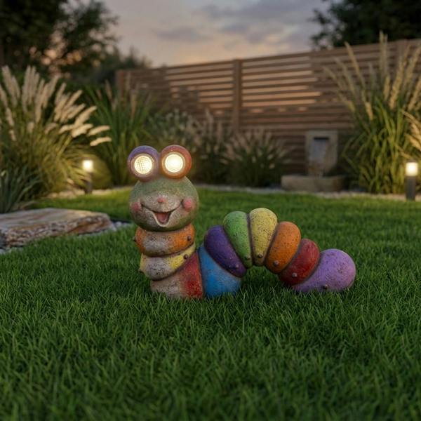 Garden Greatness Rolling Eyes Solar Garden Caterpillar Light
