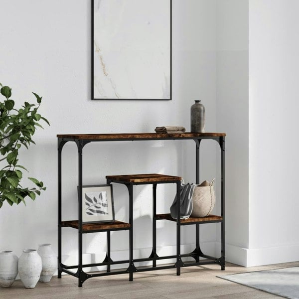 Berkfield Console Table Smoked Oak 89.5x28x76 cm Engineered Wood