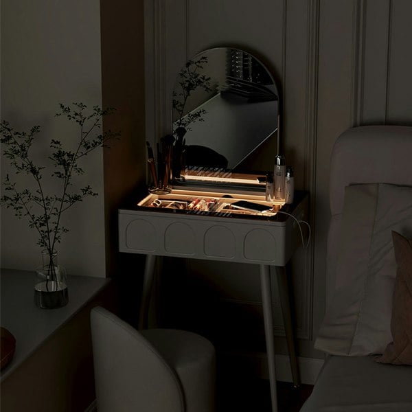 Aisha Slimline Dressing Table For Narrow Space, Cream-Rit Concept-Rit Concept