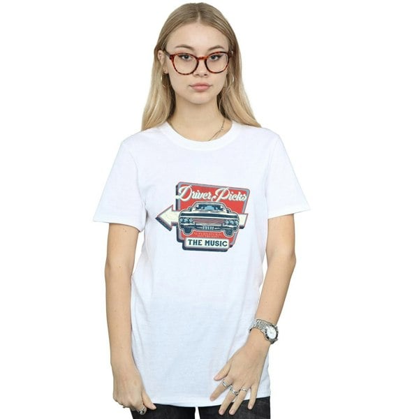 Supernatural Womens Driver Picks The Music Cotton Boyfriend T-Shirt - White