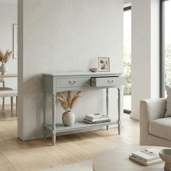 Garden Greatness Aqua Grey Two Drawer Console Table