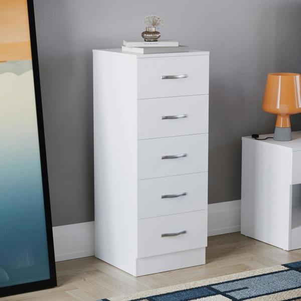 Vida Designs Riano 5 Drawer Narrow Chest, Black