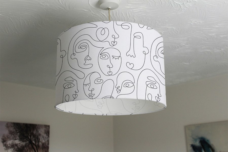 Benjamin Tate Design line drawing of faces (Ceiling & Lamp Shade)