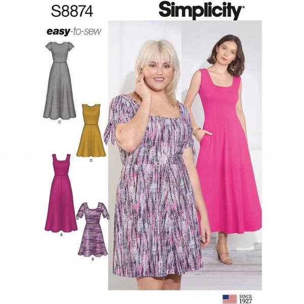 Simplicity Sewing Pattern 8874, Dresses for Women, AA (10-12-14-16-18) - Intermediate
