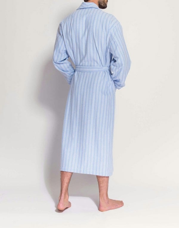 British Boxers Men's Brushed Cotton Dressing Gown – Westwood Blue Stripe