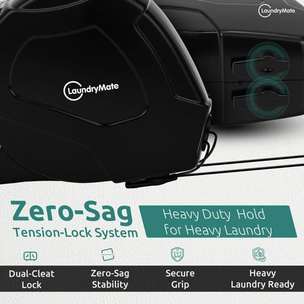 Laundry Mate Retractable Washing line – Duo Reels 30 & 26M Heavy Duty Extendable Washing Line with Twin Cable & Wall Mounted