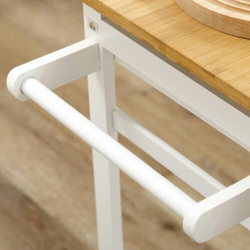 Wyld Haus Elvami Vafa Wooden White Kitchen Island Set With 2 Stools Drop Leaf Top Drawers And Towel Rack