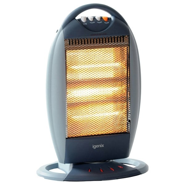 igenix Electric Halogen Heater, 3 Heat Settings, 1200W, Grey