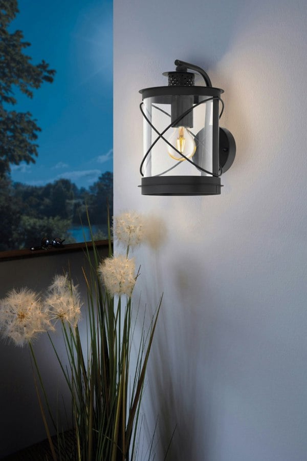 EGLO Hilburn Black Lantern-Style Exterior Wall Light