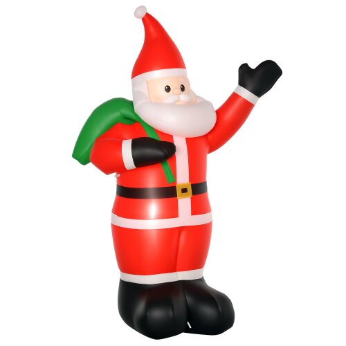 HOMCOM 8ft Lighted Christmas Inflatable Santa Claus Gift Bag Yard Decoration