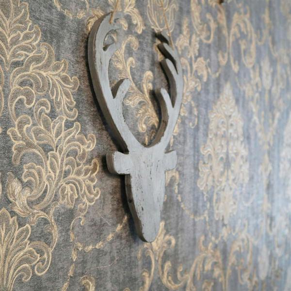 26cm Silver Wooden Hanging Deer Head Wall Decoration for Christmas Home, Office and Seasonal Displays image 5