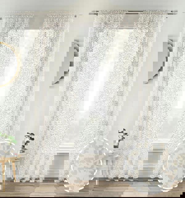 Tyrone Textiles Leaf Print Linen-Look Voile Panel - Pair