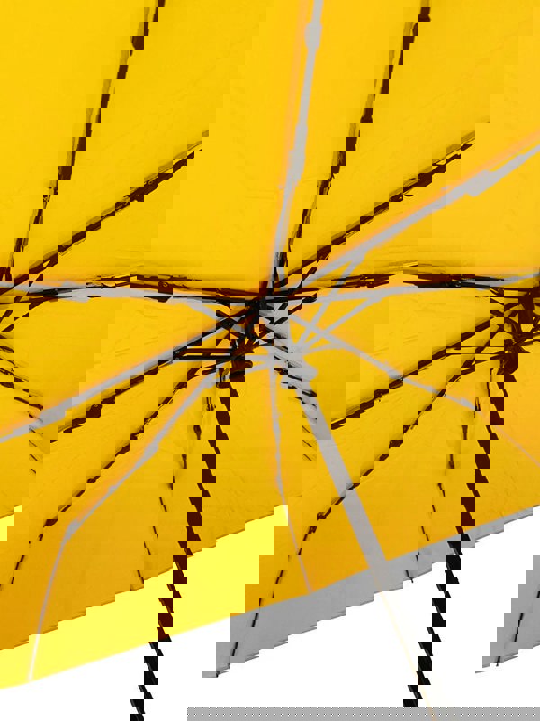 The Cotton- Yellow Straight Black & Silver Metal handle Umbrella