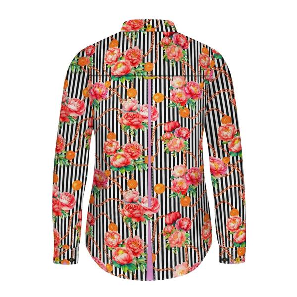 ETERNAL BLOOM STRIPE PINK PEONY WOMENS  PRINT SHIRT - Premium Men's Patterned Shirt by Claudio Lugli | Bold Design, Tailored Fit, Best Printed Shirts