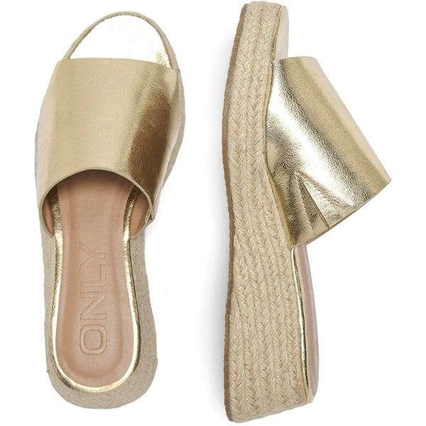 ONLY Minerva-3 Women's Polyurethane Mules - Gold