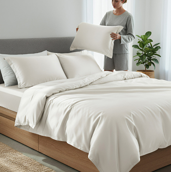 Anycozy Beddings White EU Single Size 2 Pcs High End Satin Smooth Duvet Cover Set Luxury Polyester Silky Soft Cozy Bedding Set