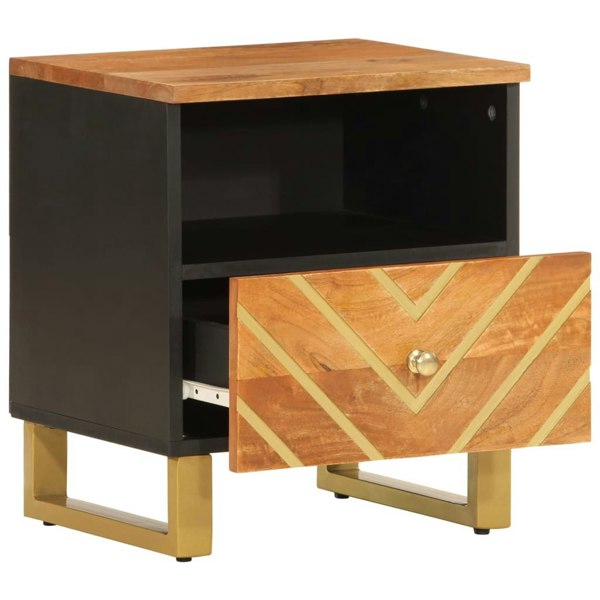 Berkfield Bedside Cabinets 2 pcs Brown and Black Solid Wood Mango