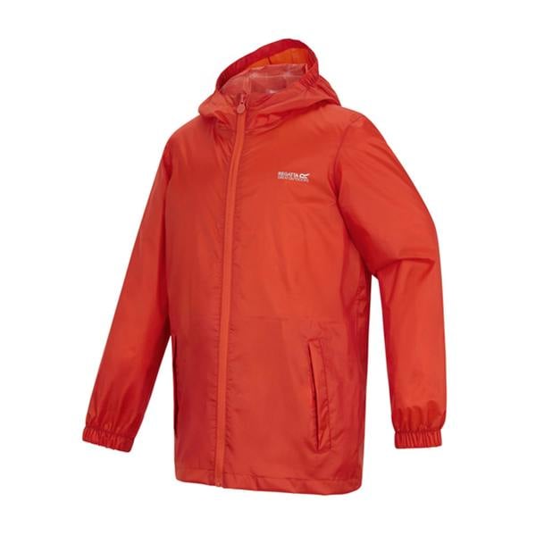 Regatta Great Outdoors Childrens/Kids Pack It Jacket III Waterproof Packaway Black - Rusty Orange - 