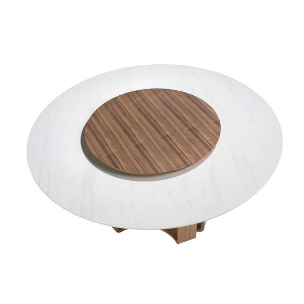 Angel Cerdá Round porcelain marble and walnut dining table 1137