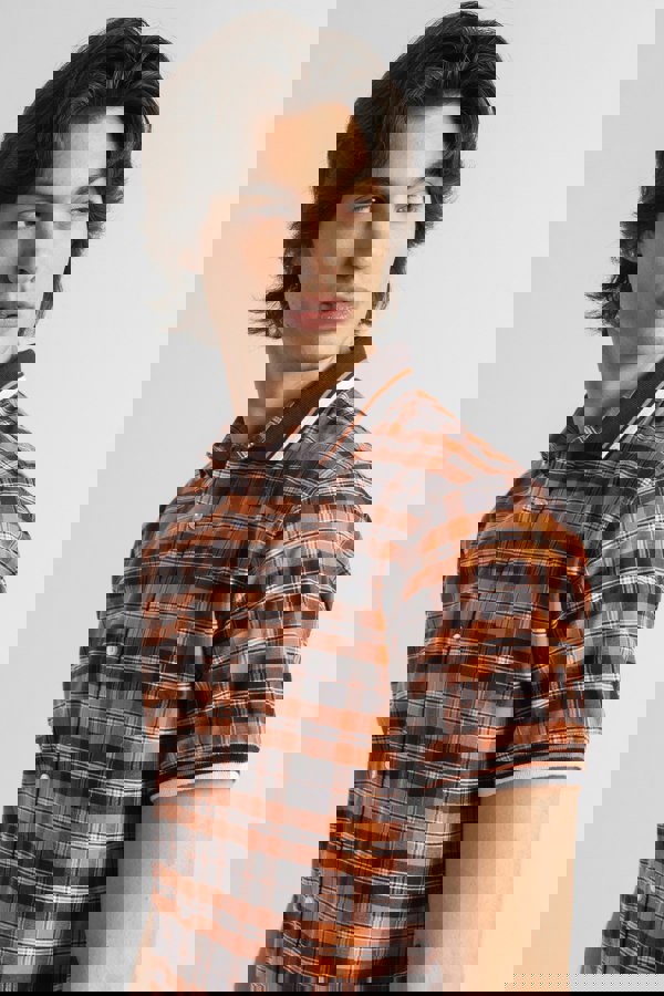 ENORSIA Mens Short Sleeve Shirt With Rib Collar