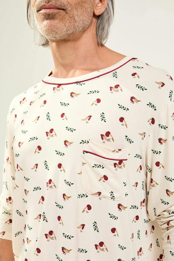 Pretty You London Mister You Bamboo Novelty Pyjama Set in Robin Print