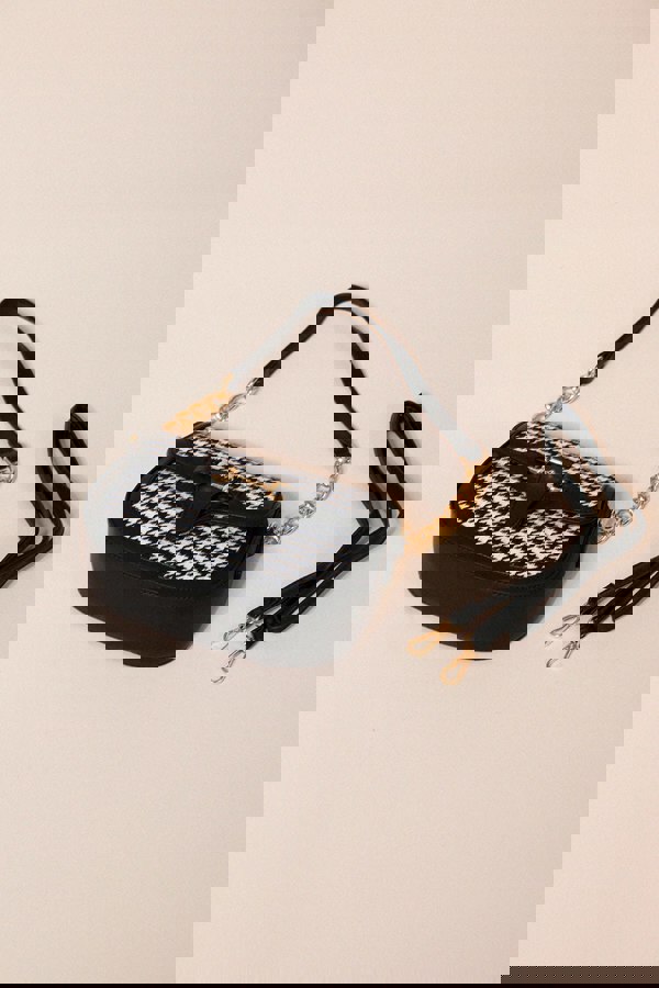 SVNX Houndstooth Shoulder Bag in Black & White