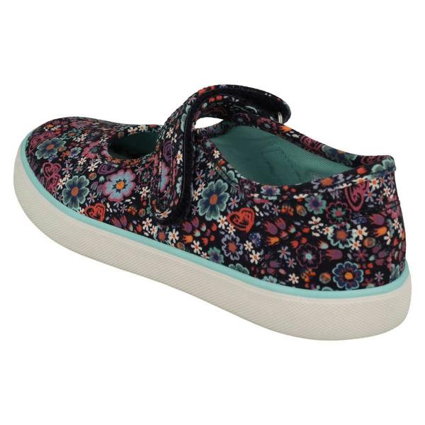 Start-rite Girls Startrite Floral Detailed Mary Jane Canvas Shoes Busy Lizzy