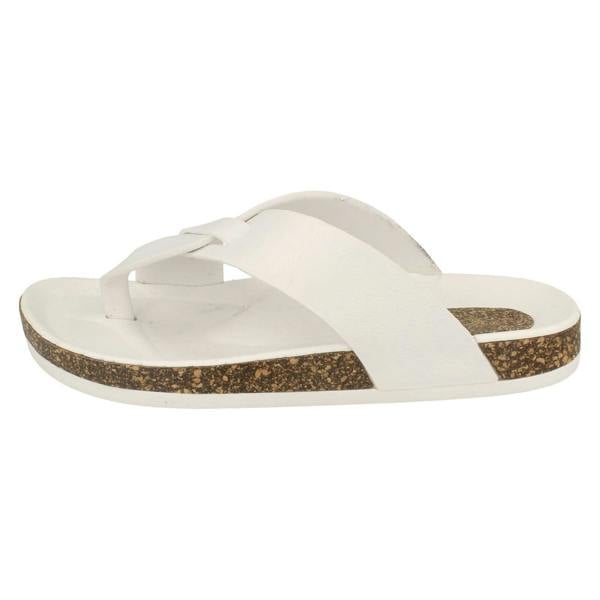 Spot On Ladies Spot On Open Toe Cork Effect Flatform Sandal
