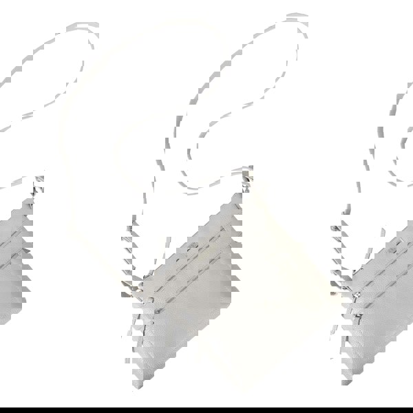 Assots London 'CORI' Ice Grey Pebble Grain Real Leather Crossbody Bag