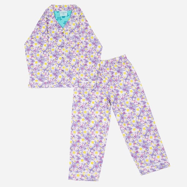 Luca and Rosa Dizzy Daisy Print Girls Button Up Pyjamas