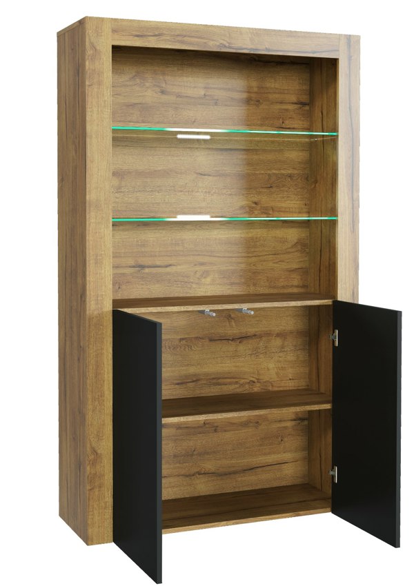 Mex Furniture Premium 170cm Cabinet Sideboard Matt Doors Cupboard & Display Unit & Free LED Lights