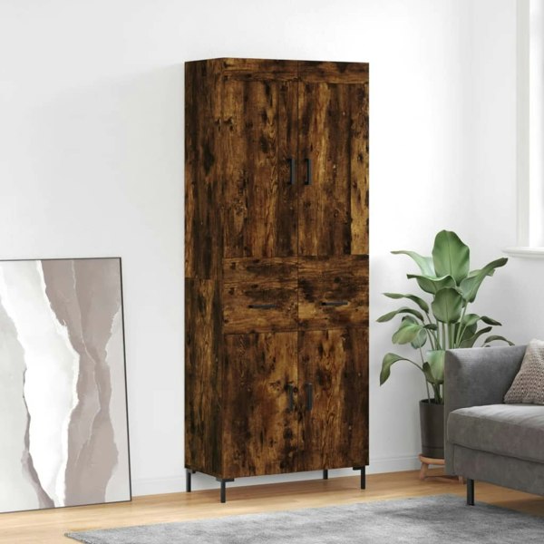 Berkfield Highboard Smoked Oak 69.5x34x180 cm Engineered Wood