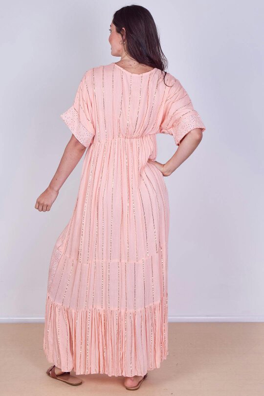 Boho Sequin Swirl Embroidered Maxi Dress