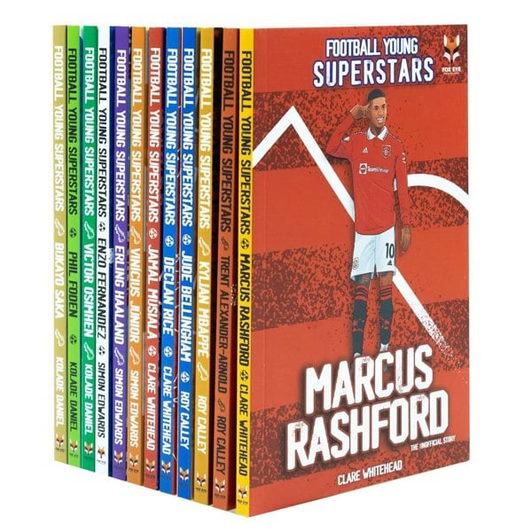 Football Young Superstars 12 Book Set: Jude Bellingham, Marcus Rashford, Phil Foden Saka & more