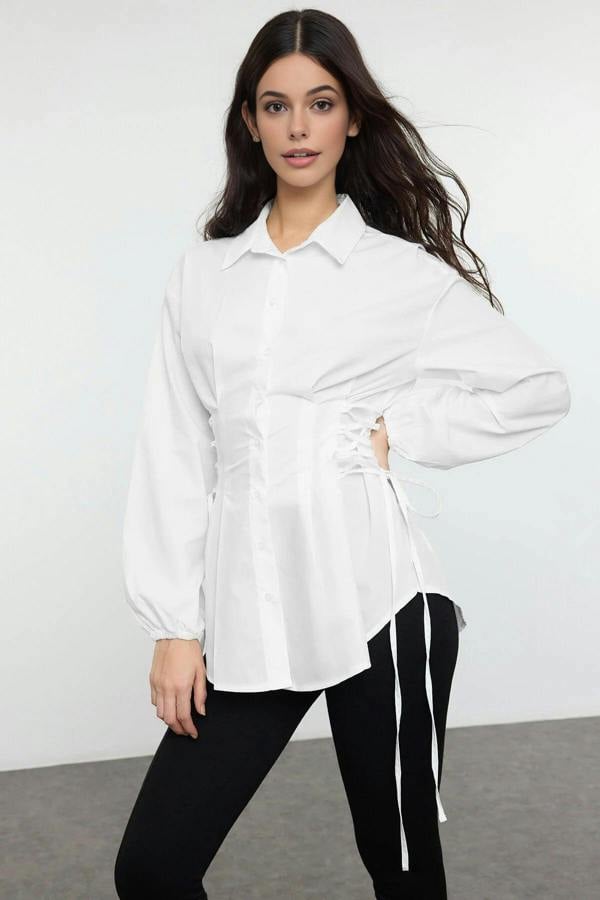 WOVCOR Woven Shirt with Waist Tie Detail