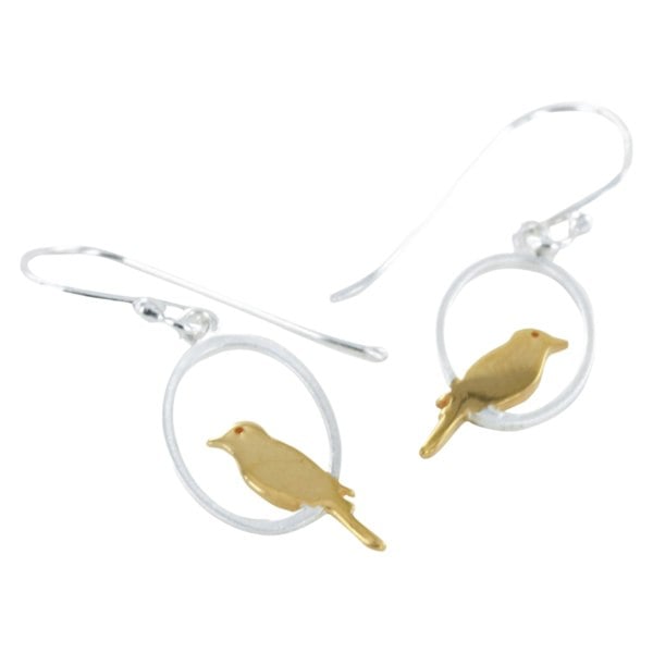 Sterling Silver Single Bird Drop Earrings - Reeves & Reeves