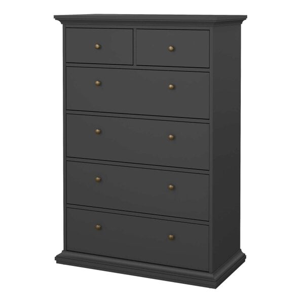 Wyld Haus Osaka Farmhouse Dark Grey Wooden Chest 6 Drawers