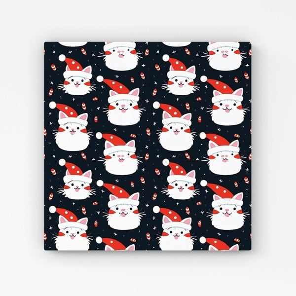 Warren Reed Cute Cats Wearing Santa Claus Hats Canvas