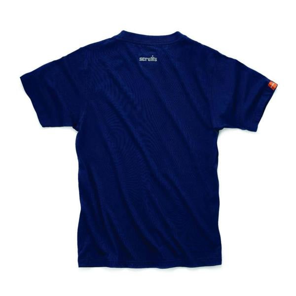 Scruffs Eco Worker Mens Classic Short Sleeve Professional T-Shirt, blue short sleeve t-shirt with breathable mesh fabric and logo on the back.