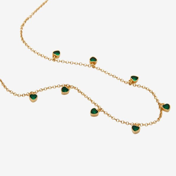 Uchi & Soto Kokoro Green Heart Gold Necklace