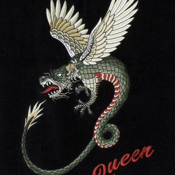 Alexander McQueen black towel bath sheet beach towel with dragon and logo