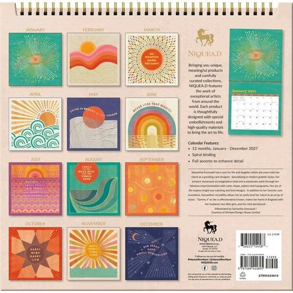 Sunshine Affirmations Calendar 2027, Wall Calendars, Month To View, Lifestyle, Gift