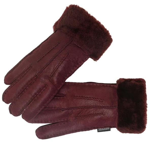 Nordvek Womens Sheepskin Gloves With Fur Cuff