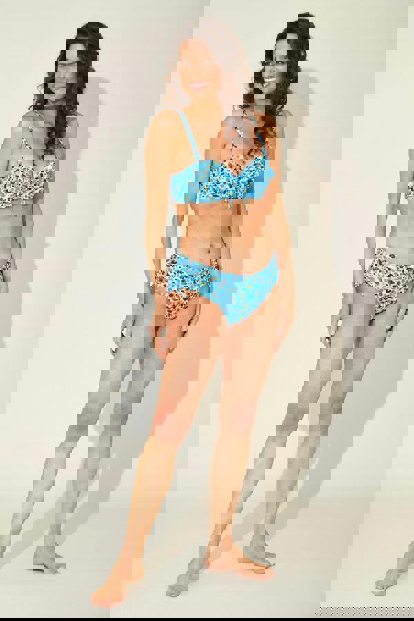 Blue Leopard Underwired Frill Bikini Top