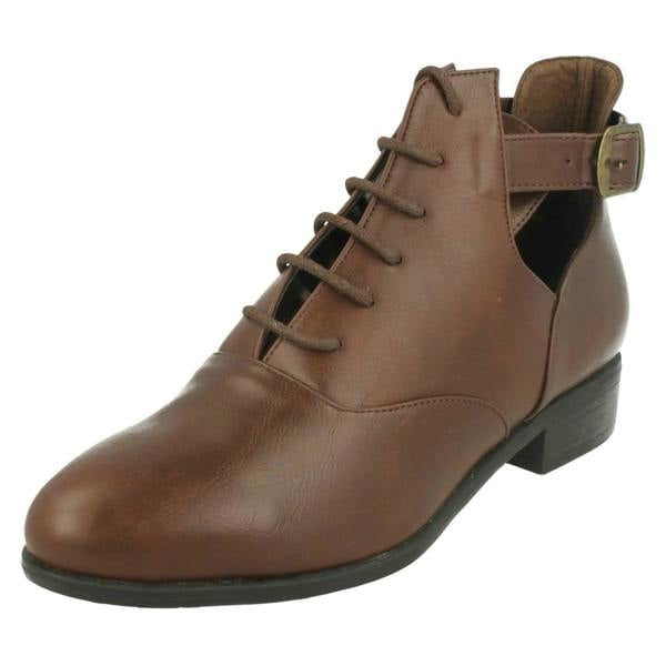 Spot On Ladies Spot On Cut Out Ankle Boots