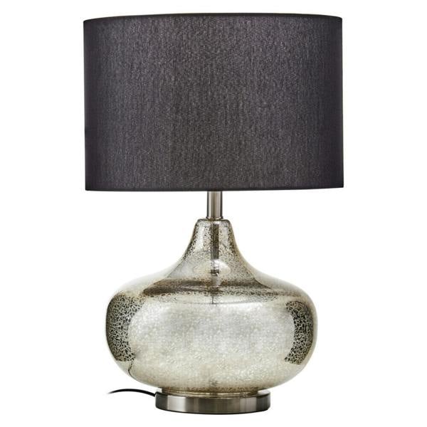 Luz Silver Glass with Black Shade Table Lamp