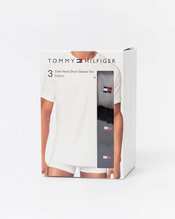 Tommy Hilfiger's 3-Pack Mens Crew Neck Short Sleeve T-Shirts in Carbon Navy/Black/Antque Silver box set