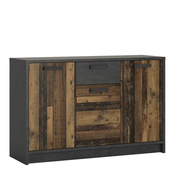 Wyld Haus Whimwick Walnut and Dark Matera Grey Cabinet 3 Doors 1 Drawer
