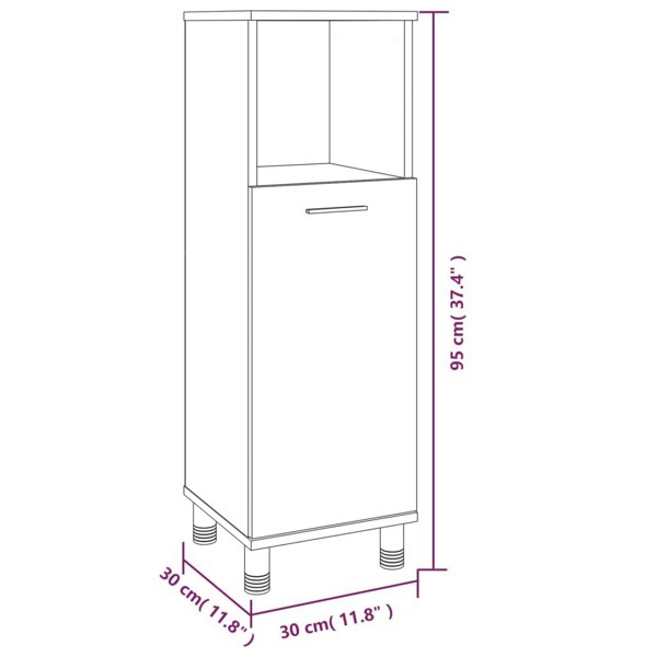Berkfield Bathroom Cabinet Grey Sonoma 30x30x95 cm Engineered Wood